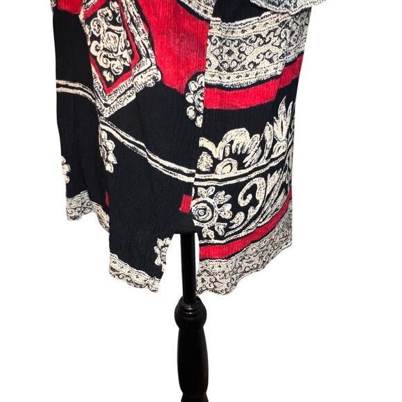 Kathy Lee size 14 gypsy goth BoHo gauzy stretch button in front short sleeve top - Picture 4 of 8